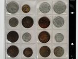 a lot of coins that are in a plastic case