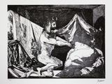 an image of a black and white drawing of a man in a room