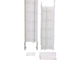 two white metal racks with holes on them on a white background