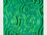 une image représentant une peinture abstraite verte et noire sur fond blanc