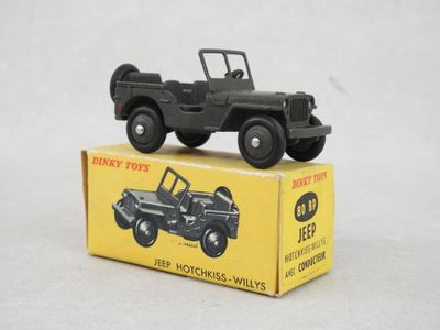 a black toy jeep sitting on top of a yellow box