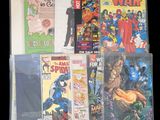 a lot of comic books on display on a table