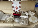 a couch that has a lot of doily on it