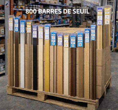 several stacks of wood planks in a store with the words 300 barrres de seul