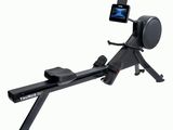 a close up of a rowing machine on a white background