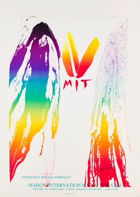 an image of a poster for a concert with a rainbow - colored image of two people