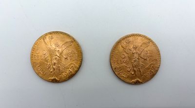 deux pièces d'or, dont l'une représente une femme et l'autre un homme