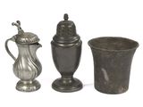 three different types of pewware on a white background