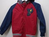 boy ' s red and blue jacket with lightning embroidered on the front
