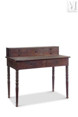l'image d'un bureau en bois surmonté de deux tiroirs