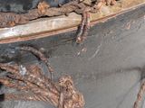 a person holding a piece of rope next to a black container