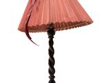 an image of a table lamp with a pink shade on it