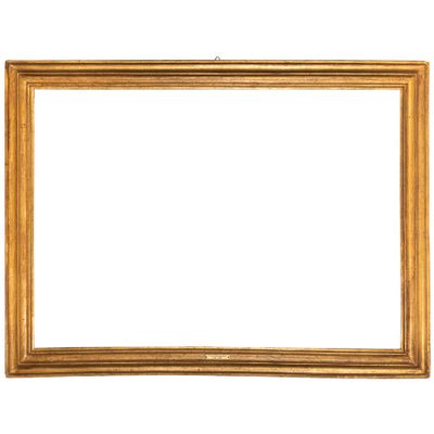 un cadre photo doré sur fond blanc