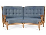 an image of a pair of blue couches on a white background