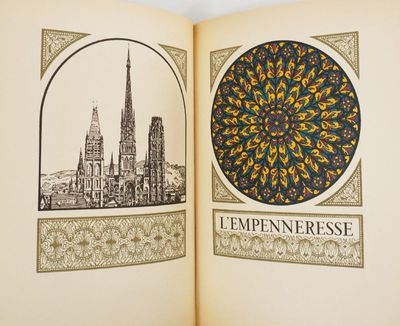 an open book with a picture of a cathedral and a clock tower