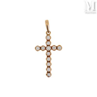 Pendentif croix diamants Pendentif en or jaune 18k (750°/°°)… - Photo 1