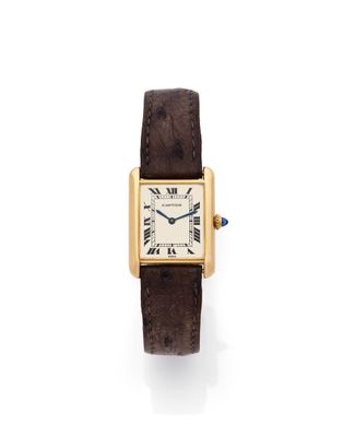 Montre-bracelet Cartier en or 18 carats avec chiffres romains