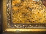 a picture of a painting of a woman in a straw field
