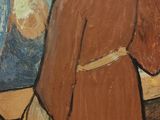 un tableau représentant un homme portant une croix en bois