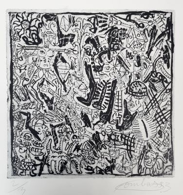 a black and white drawing of graffiti on a white paper