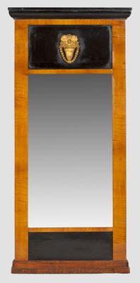 an image of a wooden mirror with a lion head on it
