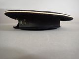 a black hat with a white stripe on it