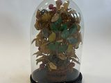 a glass dome with a plant inside of it on a table