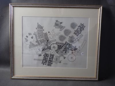 Robert RAMARD (1910-1991), composition surréaliste, ,mine de…