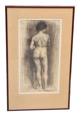 an image of a drawing of a nude woman standing in front of a wall