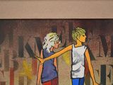 a painting of a man and a woman standing next to each other