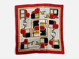 an image of a red and black square scarf