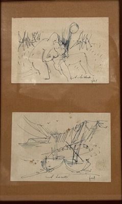 Jef FRIBOULET (1919-2003) Ensemble de deux dessins au stylo …