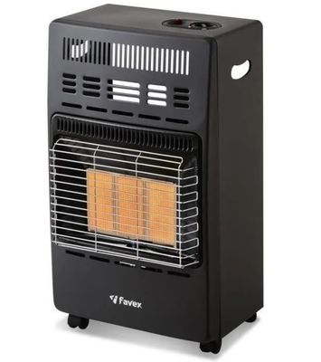 un radiateur portable noir posé sur un fond blanc
