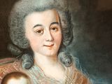 painting of a woman holding a child and a baby in her lap