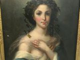 un tableau représentant une femme tenant un papillon dans la main