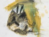 an image of a drawing of a badger and a cat