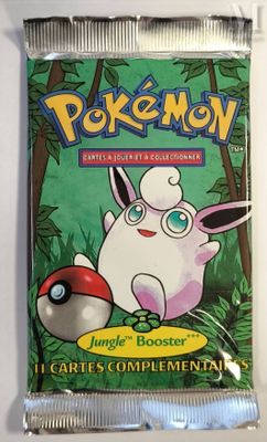 a close up of a bag of pokemon trading cards with a pokemon character on it