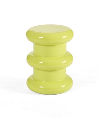 tabouret en céramique vert citron avec une base ronde