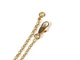 an image of a gold chain with a tennis racket charm on it