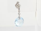 silver plated blue crystal drop earrings with chain