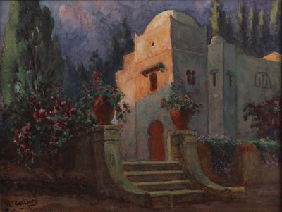 Ecole ORIENTALISTE Maison et jardin en Afrique du Nord