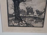 a drawing of a tree in front of a house