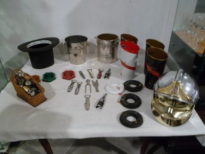 a table with a lot of items on it