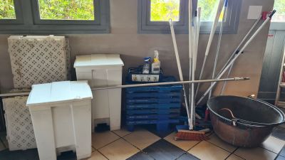 a lot of items that are on the floor in the room