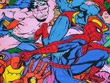 an image of a group of superheros in a pile of comics