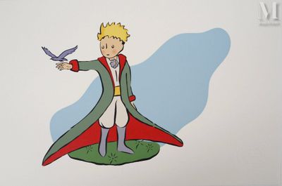 un dessin représentant un garçon avec un oiseau sur la main