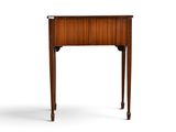 a small wooden table with a drawer on top of it