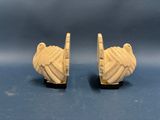 pair of carved ivory figurines of a turkey and a bird