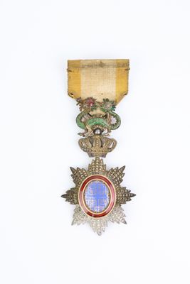 l'image d'une médaille représentant un dragon, sur un fond blanc