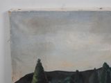 an image of a painting of a landscape with trees in the foreground